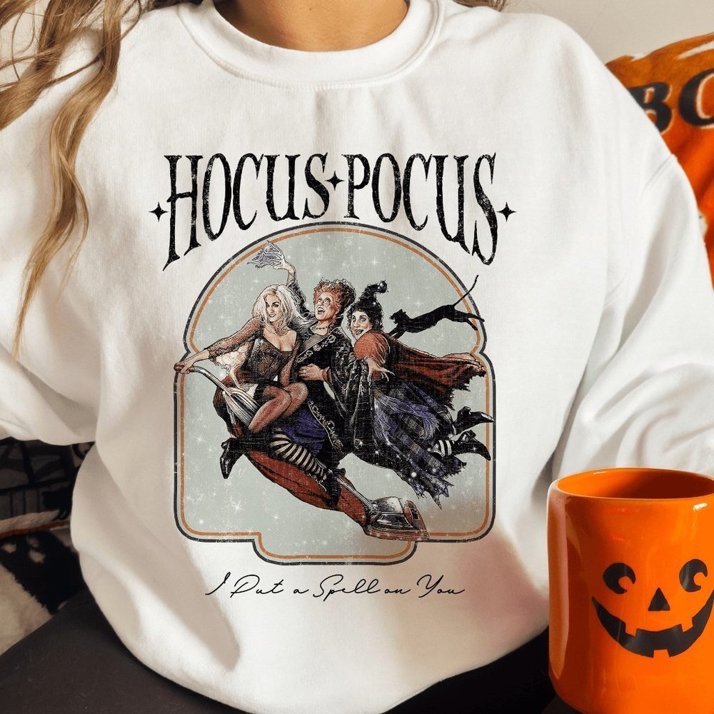 I Put a Spell On You Hocus Pocus Halloween White Sweatshirt